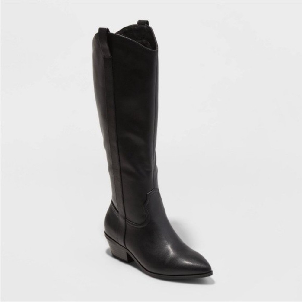 Tall faux leather cowboy boots/western boot size 9.5 black
